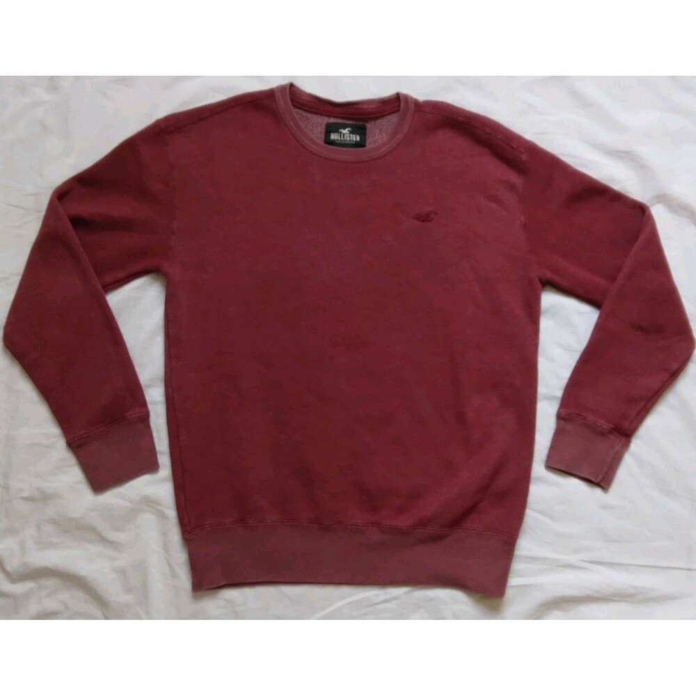 Hollister Crewneck Sweatshirt Burgundy Maroon Casual Athleisure Mens Size Small